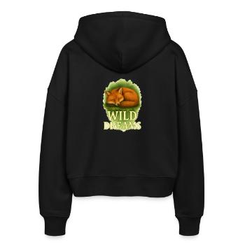Wild Dreams – Sleeping Fox Watercolor Motif - Stanley/Stella Boxy Women’s Organic Zip Hoodie Ida - black - Back - AI Model Female 172 light (172cm)