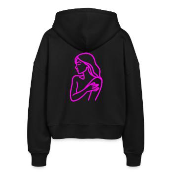 Line Art Woman Profile – Minimalist - Stanley/Stella Boxy Women’s Organic Zip Hoodie Ida - black - Back - AI Model Female 172 light (172cm)