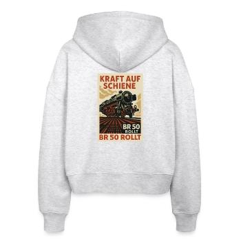 BR 50 Dampflok Kraft auf Schiene Rollt - Stanley/Stella Boxy Frauen Bio Zip Hoodie Ida - Weiß meliert - Hinten - AI Model Female 172 dark (172cm)