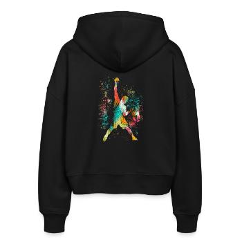 Klettern / Climbing / Freeclimbing Kletterer Berg - Stanley/Stella Boxy Frauen Bio Zip Hoodie Ida - Schwarz - Hinten - AI Model Female 172 light (172cm)