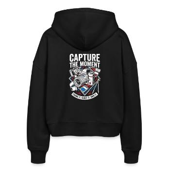 Capture The Moment Photography - Stanley/Stella Boxy Frauen Bio Zip Hoodie Ida - Schwarz - Hinten - AI Model Female 172 light (172cm)