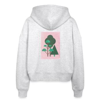 Wald - Stanley/Stella Boxy Frauen Bio Zip Hoodie Ida - Weiß meliert - Hinten - AI Model Female 172 dark (172cm)