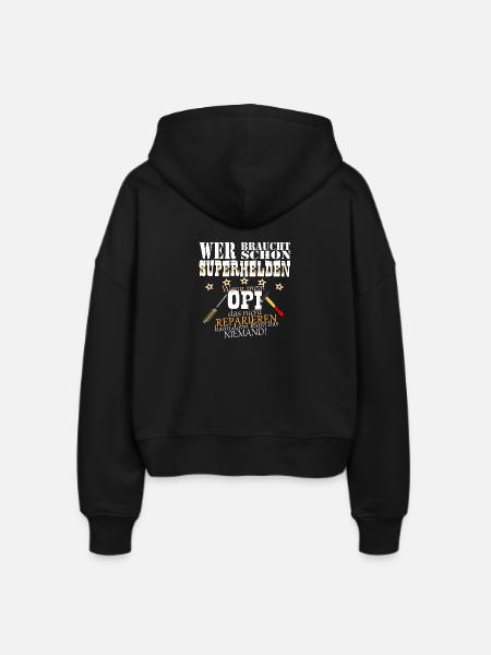 Opi Superheld - Stanley/Stella Boxy Frauen Bio Zip Hoodie Ida - Schwarz