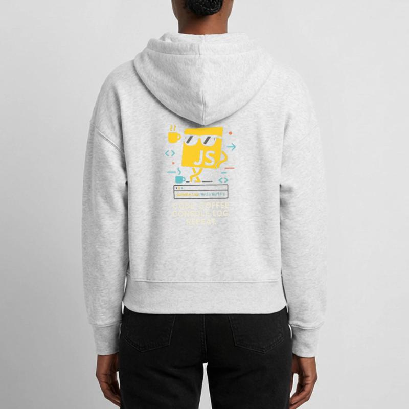 Code Coffee Console.log Repeat JavaScript Programm Stanley/Stella Boxy Frauen Bio Zip Hoodie Ida