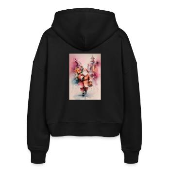 Städtischer Aquarell-Weihnachtsmann und Geschenke - Stanley/Stella Boxy Frauen Bio Zip Hoodie Ida - Schwarz - Hinten - AI Model Female 172 light (172cm)