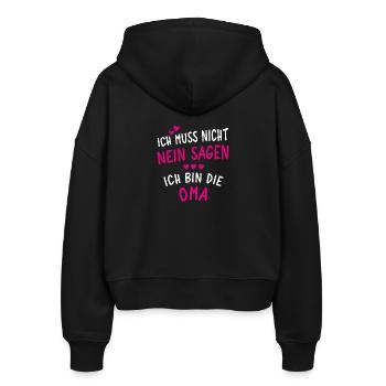 Ich bin die Oma - Stanley/Stella Boxy Frauen Bio Zip Hoodie Ida - Schwarz - Hinten - AI Model Female 172 light (172cm)