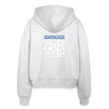Rostocker Geburtstag 1955 Fußball Geschenk - Stanley/Stella Boxy Frauen Bio Zip Hoodie Ida - Weiß meliert - Hinten - AI Model Female 172 dark (172cm)