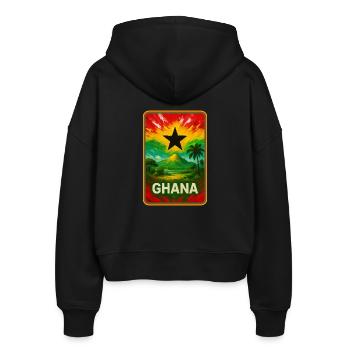 Ghana Pride – Art du style drapeau - Veste à capuche bio Ida Stanley/Stella Femme - noir - Dos - AI Model Female 172 light (172cm)