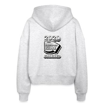 2020 Klopapier Krise Überlebt - Stanley/Stella Boxy Frauen Bio Zip Hoodie Ida - Weiß meliert - Hinten - AI Model Female 172 dark (172cm)