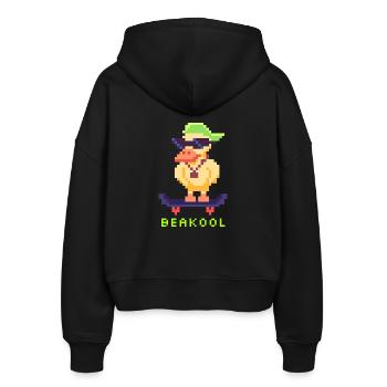 Canard Pixel Art avec planche à roulettes et casquette - Veste à capuche bio Ida Stanley/Stella Femme - noir - Dos - AI Model Female 172 light (172cm)