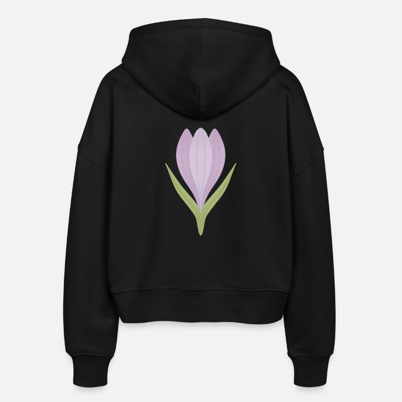 Illustration de la fleur de crocus lilas - Veste à capuche bio Ida Stanley/Stella Femme - noir
