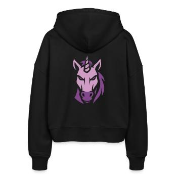 Lila Pferdekopf Stilisiert, Einhorn böse - Stanley/Stella Boxy Frauen Bio Zip Hoodie Ida - Schwarz - Hinten - AI Model Female 172 light (172cm)
