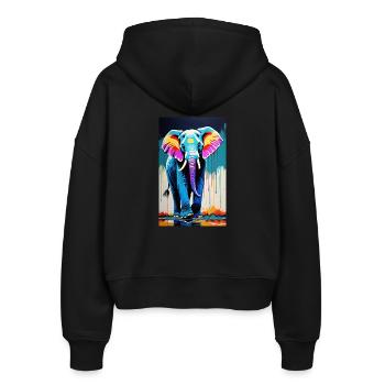 Elephant | Wild Animal | Africa | Children's motifs - Stanley/Stella Boxy Women’s Organic Zip Hoodie Ida - black - Back - AI Model Female 172 light (172cm)