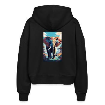 Elephant | Wild Animal | Africa | Children's motifs - Stanley/Stella Boxy Women’s Organic Zip Hoodie Ida - black - Back - AI Model Female 172 light (172cm)