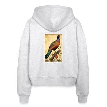Fasane Fasan - Stanley/Stella Boxy Frauen Bio Zip Hoodie Ida - Weiß meliert - Hinten - AI Model Female 172 dark (172cm)