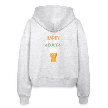Frohes St. Patrick's Pint - Stanley/Stella Boxy Frauen Bio Zip Hoodie Ida - Weiß meliert - Hinten - AI Model Female 172 dark (172cm)