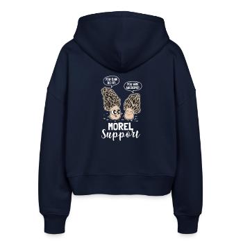 Morel Support – Humour pour les cueilleurs de champignons - Veste à capuche bio Ida Stanley/Stella Femme - marine - Dos - AI Model Female 172 light (172cm)