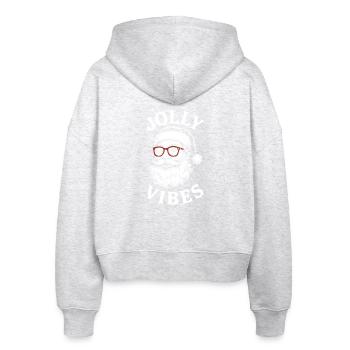 Fröhliche Vibes, Weihnachtsgeist des Weihnachtsmanns - Stanley/Stella Boxy Frauen Bio Zip Hoodie Ida - Weiß meliert - Hinten - AI Model Female 172 dark (172cm)