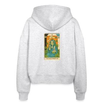Hohepriesterin Cannabis Tarot - Stanley/Stella Boxy Frauen Bio Zip Hoodie Ida - Weiß meliert - Hinten - AI Model Female 172 dark (172cm)