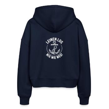 Leinen los und nichts wie weg! Wir legen ab! - Stanley/Stella Boxy Frauen Bio Zip Hoodie Ida - Navy - Hinten - AI Model Female 172 light (172cm)