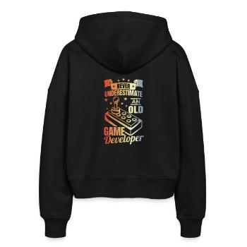 Game Developer Grandpa - Stanley/Stella Boxy Women’s Organic Zip Hoodie Ida - black - Back - AI Model Female 172 light (172cm)