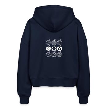 Apfelmuster (weiß) - Stanley/Stella Boxy Frauen Bio Zip Hoodie Ida - Navy - Hinten - AI Model Female 172 light (172cm)