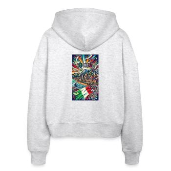 Sizilien Italien Reisen Design - Stanley/Stella Boxy Frauen Bio Zip Hoodie Ida - Weiß meliert - Hinten - AI Model Female 172 dark (172cm)