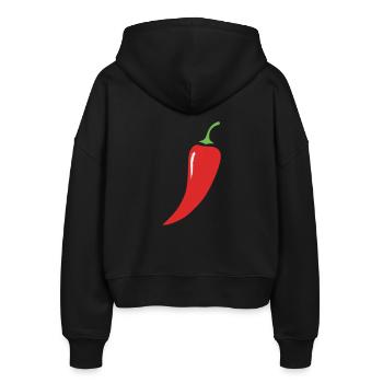 Rote Chili Schote Gemüse - Stanley/Stella Boxy Frauen Bio Zip Hoodie Ida - Schwarz - Hinten - AI Model Female 172 light (172cm)