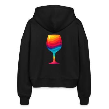 Buntes Weinglas - Stanley/Stella Boxy Frauen Bio Zip Hoodie Ida - Schwarz - Hinten - AI Model Female 172 light (172cm)