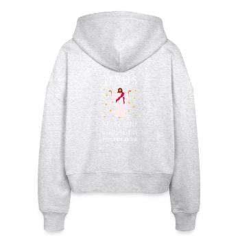 Jesus - ein braunhäutiger Einwanderer aus dem Nahen Osten - Stanley/Stella Boxy Frauen Bio Zip Hoodie Ida - Weiß meliert - Hinten - AI Model Female 172 dark (172cm)