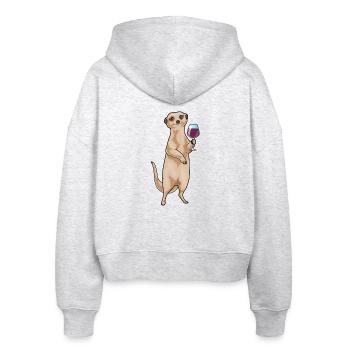 Erdmännchen Rotwein - Stanley/Stella Boxy Frauen Bio Zip Hoodie Ida - Weiß meliert - Hinten - AI Model Female 172 dark (172cm)