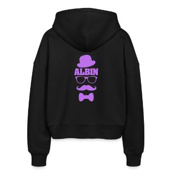 Geschenk für Albin - Stanley/Stella Boxy Frauen Bio Zip Hoodie Ida - Schwarz - Hinten - AI Model Female 172 light (172cm)