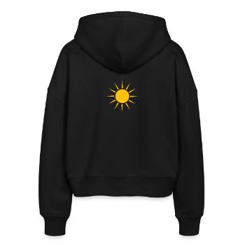 Sonne - Stanley/Stella Boxy Frauen Bio Zip Hoodie Ida - Schwarz - Hinten - AI Model Female 172 light (172cm)