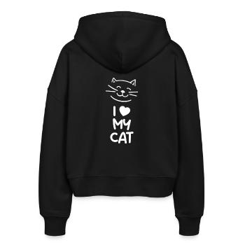 Ich liebe meine Katze (dunkel) - Stanley/Stella Boxy Frauen Bio Zip Hoodie Ida - Schwarz - Hinten - AI Model Female 172 light (172cm)