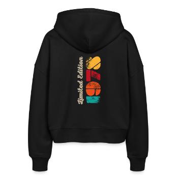 Vintage 1978 48. Geburtstag - Stanley/Stella Boxy Frauen Bio Zip Hoodie Ida - Schwarz - Hinten - AI Model Female 172 light (172cm)