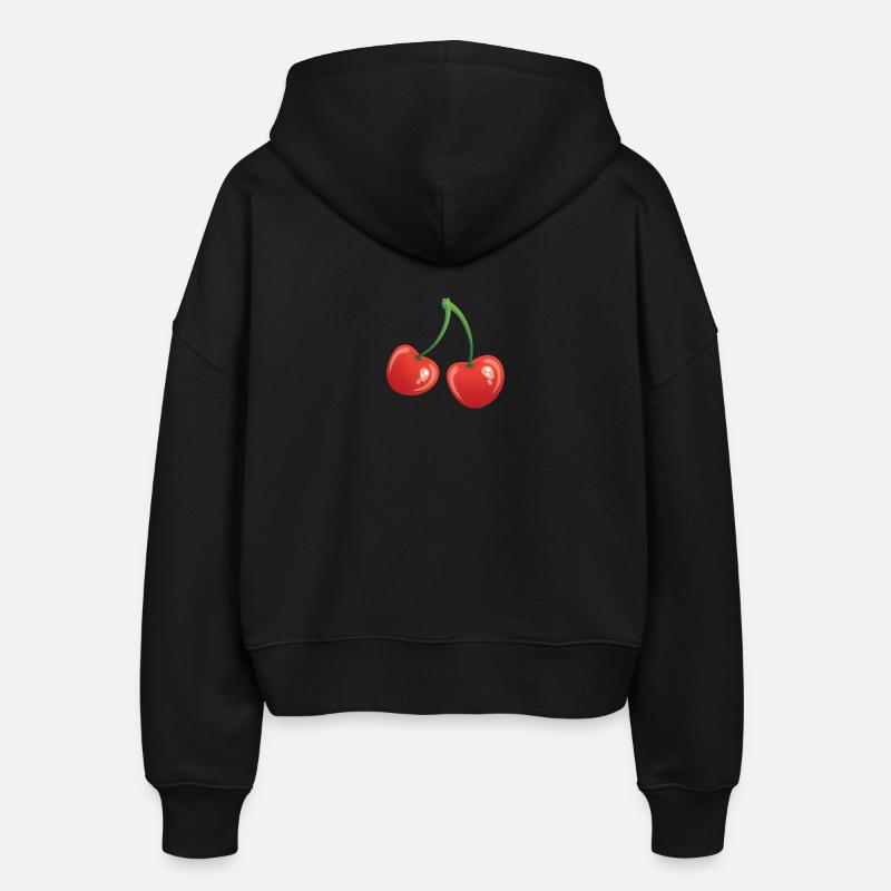 Cherries - Stanley/Stella Boxy Women’s Organic Zip Hoodie Ida - black
