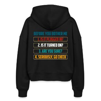 Before You Bother Me Tech Checks - Stanley/Stella Boxy Women’s Organic Zip Hoodie Ida - black - Back - AI Model Female 172 light (172cm)