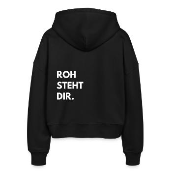 roh steht dir - Stanley/Stella Boxy Frauen Bio Zip Hoodie Ida - Schwarz - Hinten - AI Model Female 172 light (172cm)