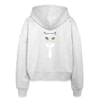 Business cat - Stanley/Stella Boxy Women’s Organic Zip Hoodie Ida - heather white - Back - AI Model Female 172 dark (172cm)