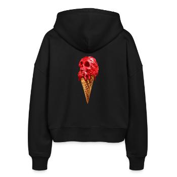 Der knusprige Vanille-Schmerz - Stanley/Stella Boxy Frauen Bio Zip Hoodie Ida - Schwarz - Hinten - AI Model Female 172 light (172cm)