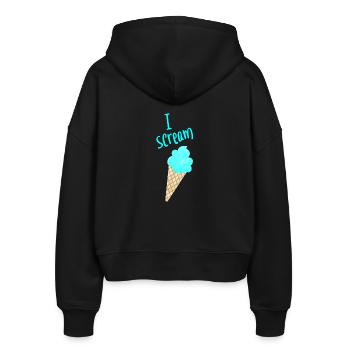 I scream Icecream Eis Fan Eiscreme coole Sprüche - Stanley/Stella Boxy Frauen Bio Zip Hoodie Ida - Schwarz - Hinten - AI Model Female 172 light (172cm)