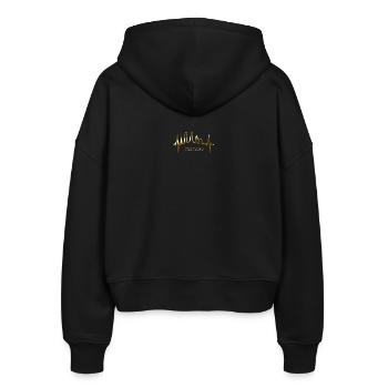 Chicago Skyline Herzschlag USA Herz I Love Chicago - Stanley/Stella Boxy Frauen Bio Zip Hoodie Ida - Schwarz - Hinten - AI Model Female 172 light (172cm)