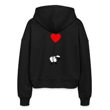 sheep_with_heart - Stanley/Stella Boxy Frauen Bio Zip Hoodie Ida - Schwarz - Hinten - AI Model Female 172 light (172cm)