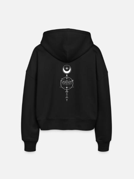Alchemie der Himmlischen Motte Glyphe - Stanley/Stella Boxy Frauen Bio Zip Hoodie Ida - Schwarz