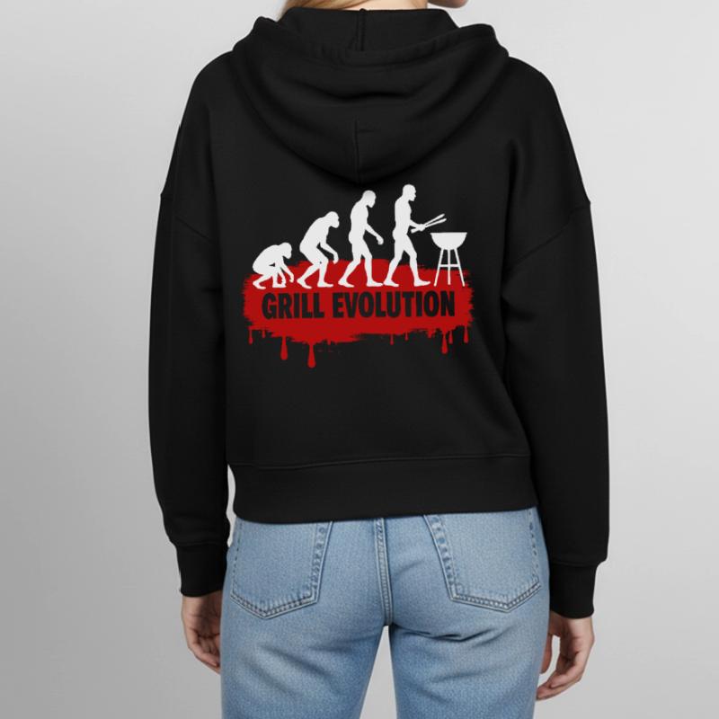 Grill Evolution Funny Grill Master Saying Stanley/Stella Boxy Women’s Organic Zip Hoodie Ida