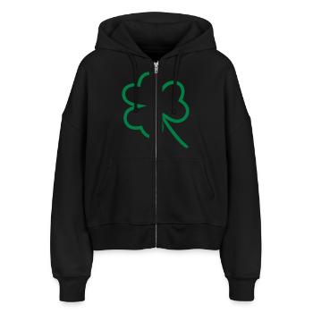 clover - Stanley/Stella Boxy Women’s Organic Zip Hoodie Ida - black - Front - AI Model Female 172 light (172cm)