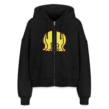Hund von hinten - Stanley/Stella Boxy Frauen Bio Zip Hoodie Ida - Schwarz - Vorne - AI Model Female 172 light (172cm)