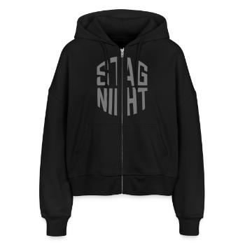 Stag Night - Stanley/Stella Boxy Frauen Bio Zip Hoodie Ida - Schwarz - Vorne - AI Model Female 172 light (172cm)