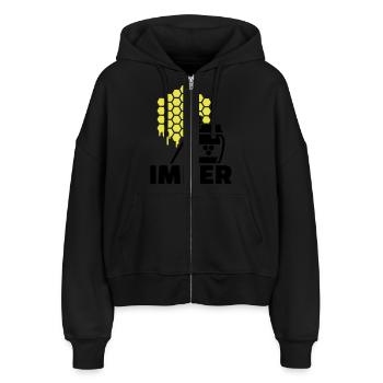 Imker - Stanley/Stella Boxy Frauen Bio Zip Hoodie Ida - Schwarz - Vorne - AI Model Female 172 light (172cm)