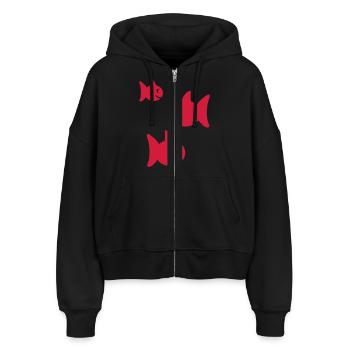 fische - Stanley/Stella Boxy Frauen Bio Zip Hoodie Ida - Schwarz - Vorne - AI Model Female 172 light (172cm)